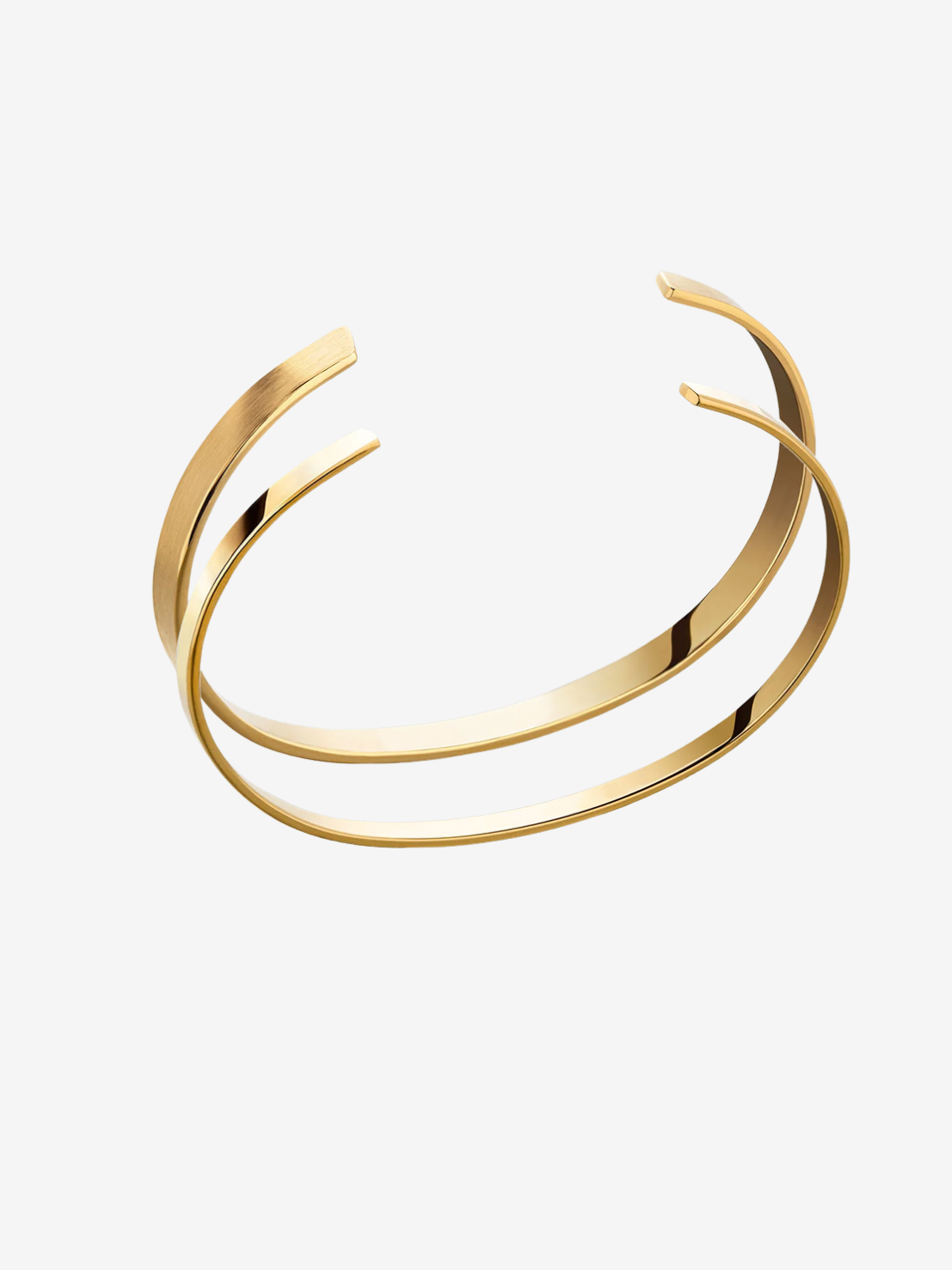 Set of gold stainless steel bracelets featuring a minimalist design, waterproof, hypoallergenic, lightweight, and built for everyday wear