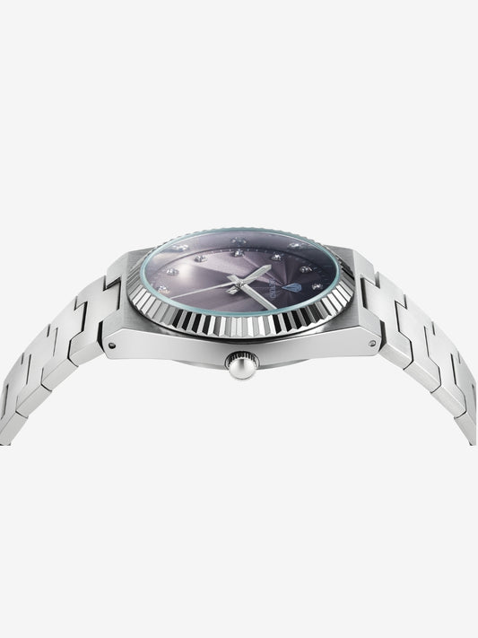Side view of Lenor Graphite men’s stainless steel watch with graphite dial and waterproof design