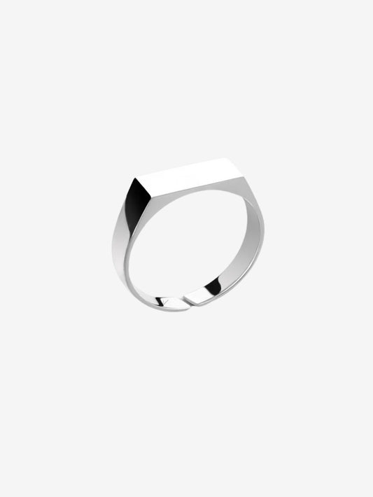 Minimalist silver stainless steel ring with polished finish, waterproof and unisex design