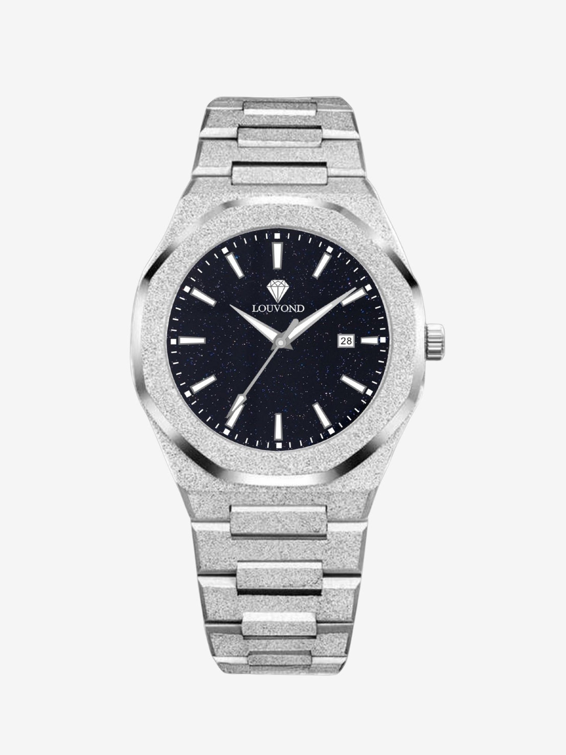 Durable silver watch with minimalist design, waterproof and scratch resistant

