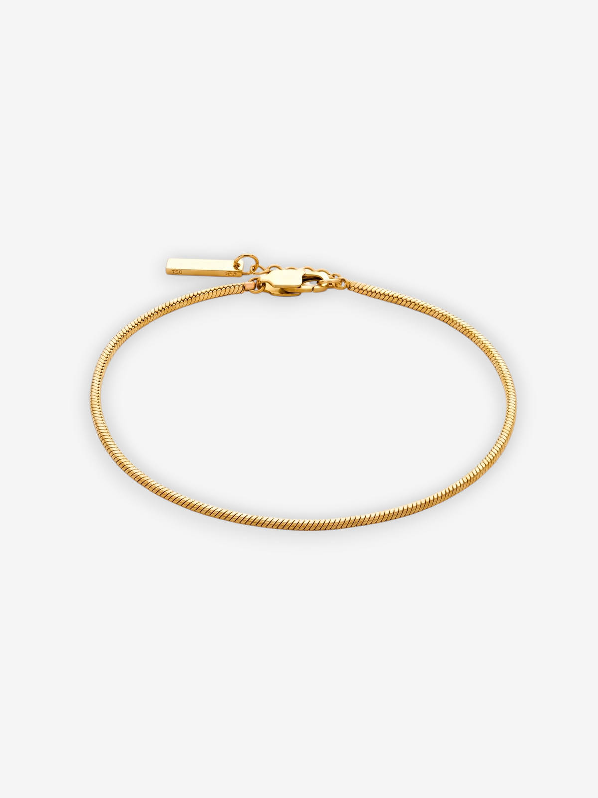 LOUVOND EINAR armband in goudkleurige slangenkettingstijl met minimalistisch rechthoekig label