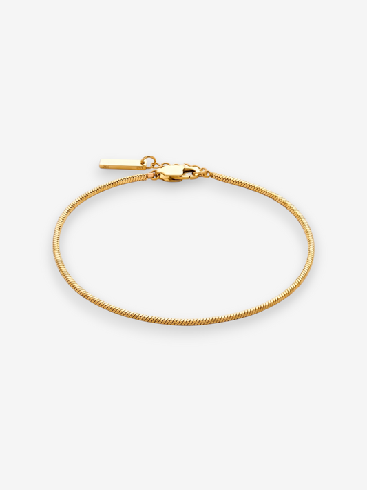 LOUVOND Einar armband in goudkleurige slangenkettingstijl met minimalistische bedel en sluiting