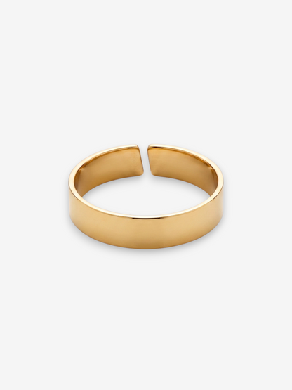 LOUVOND Orien ring in minimalist goudkleurig design met een open band voor dagelijkse elegantie.