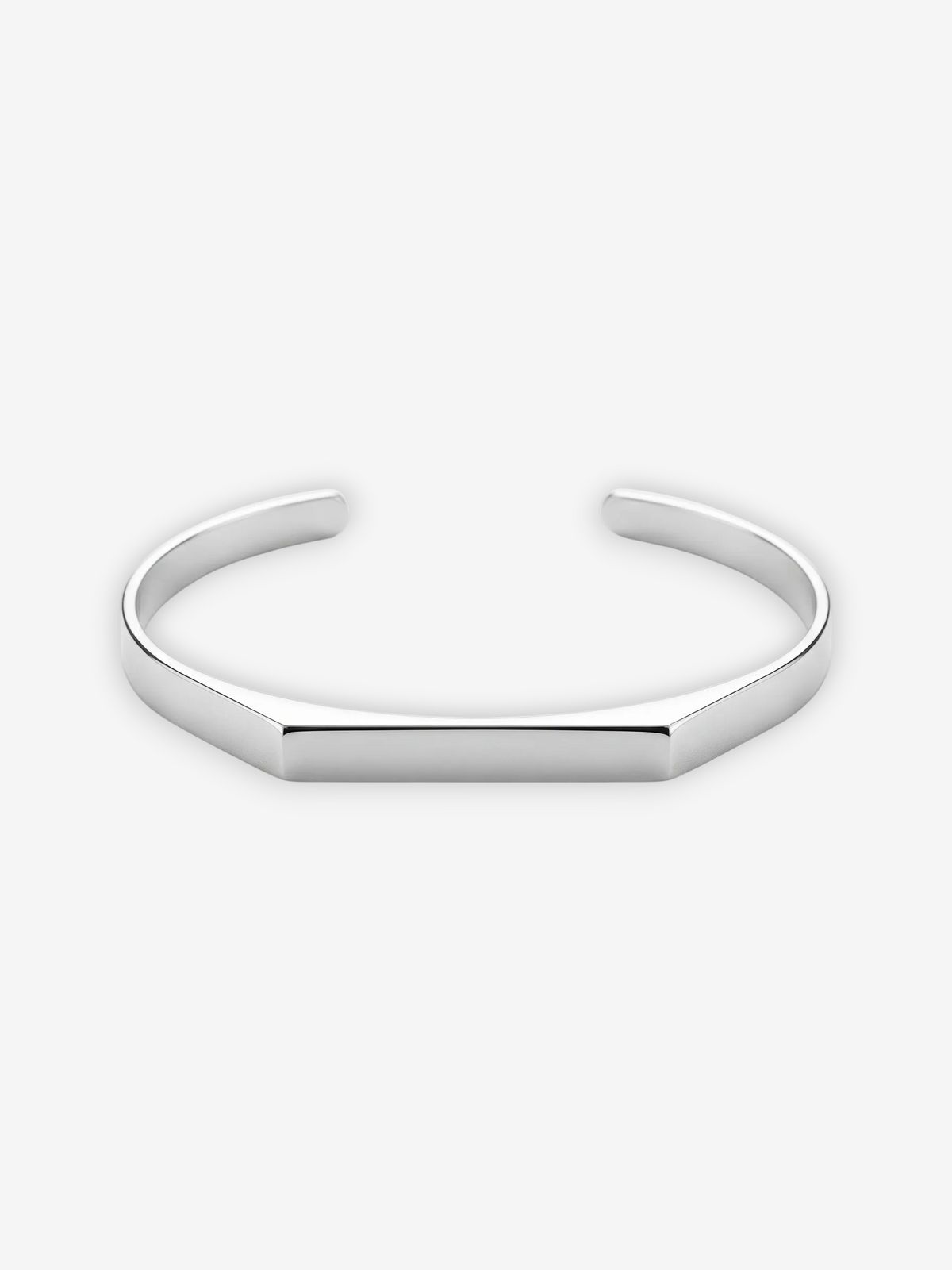 LOUVOND Renzo armband van geborsteld roestvrij staal met een minimalistisch, zilverkleurig open ontwerp.