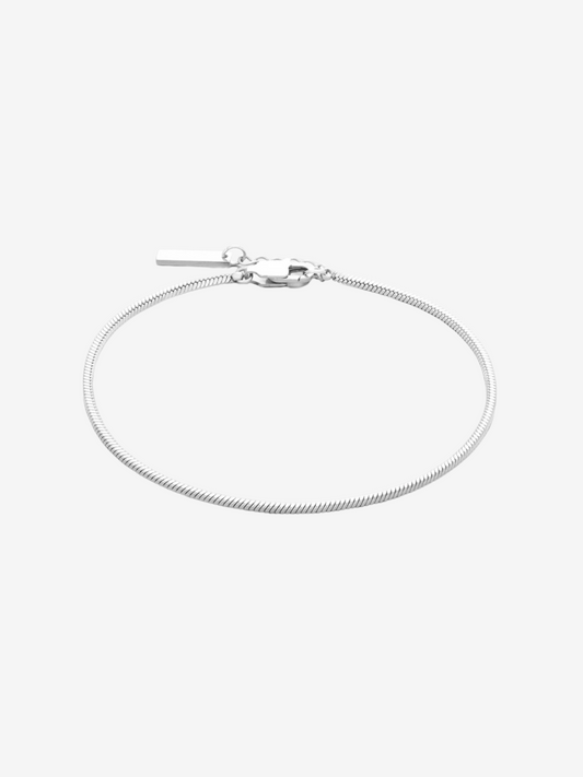 Silver stainless steel bracelet with snake link design