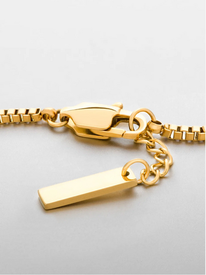 Gold square link waterproof stainless steel bracelets with minimalist and durable design