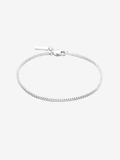 Silver stainless steel bracelet with square link design
