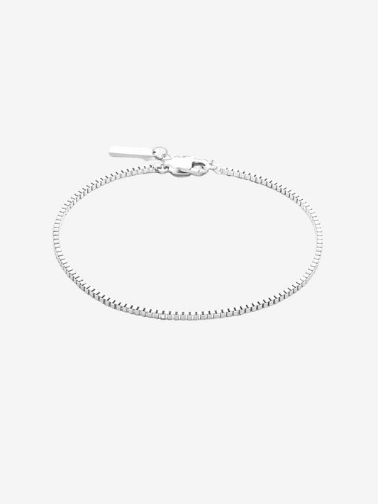 Silver stainless steel bracelet with square link design