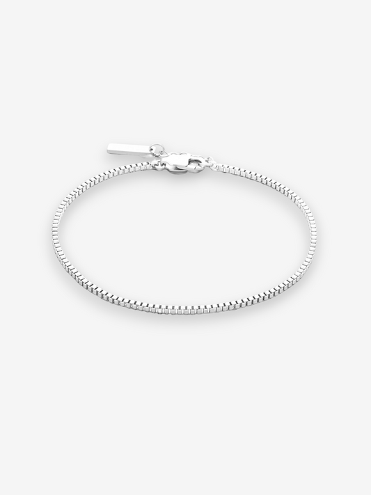 Silver stainless steel bracelet with square link design