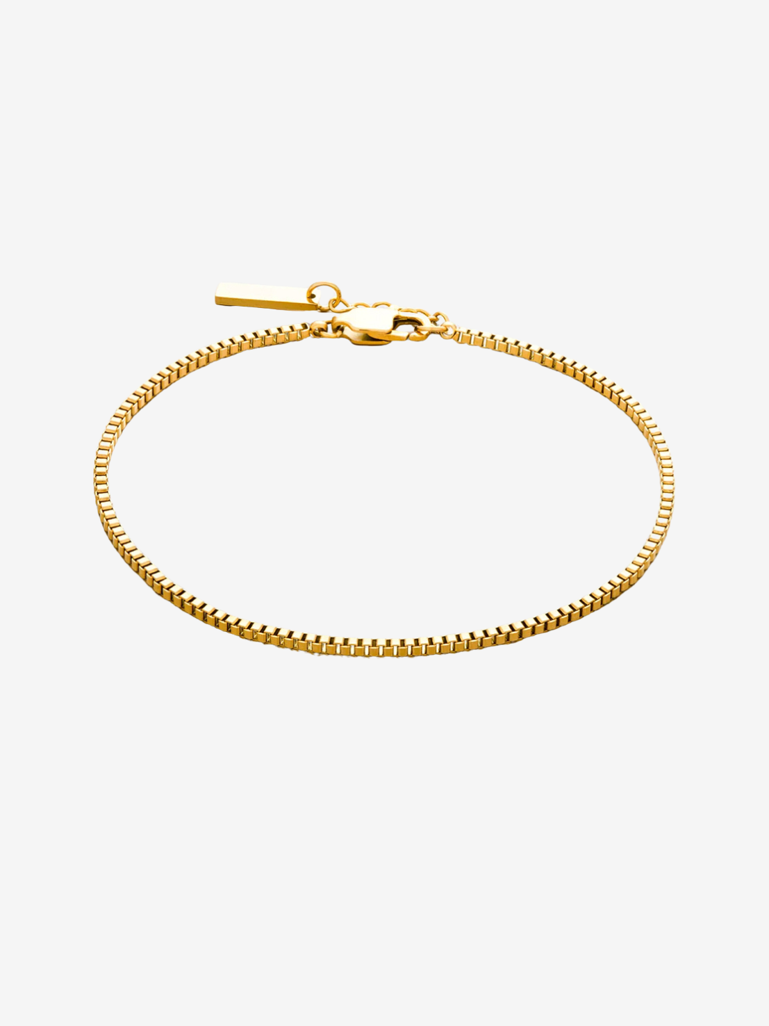 Gold stainless steel bracelet with square link design
