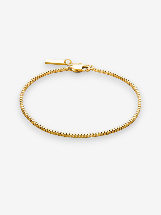 Gold stainless steel bracelet with square link design